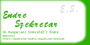 endre szekretar business card